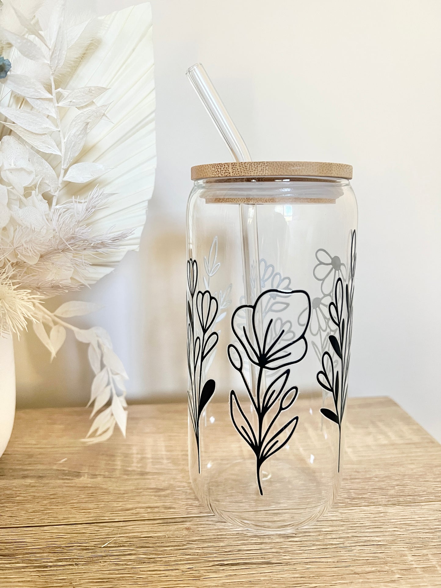 Black Floral Tumbler 16oz