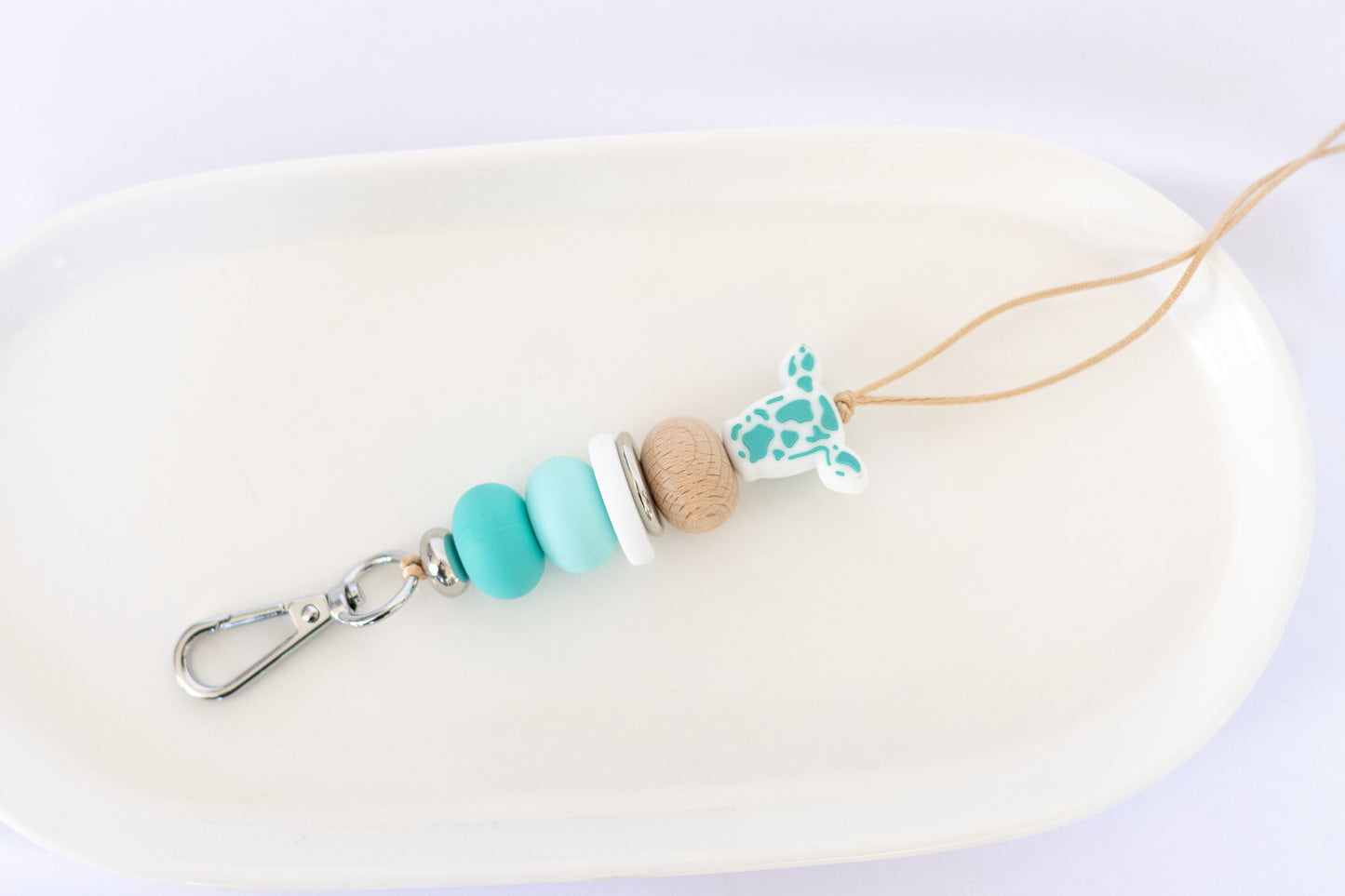 Teal Cow Lanyard
