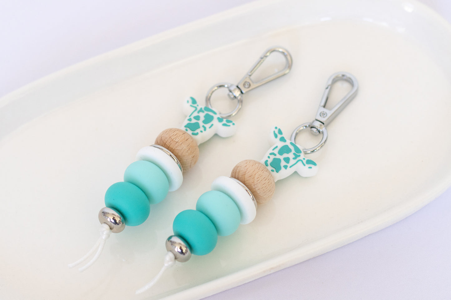 Teal Cow Keychain