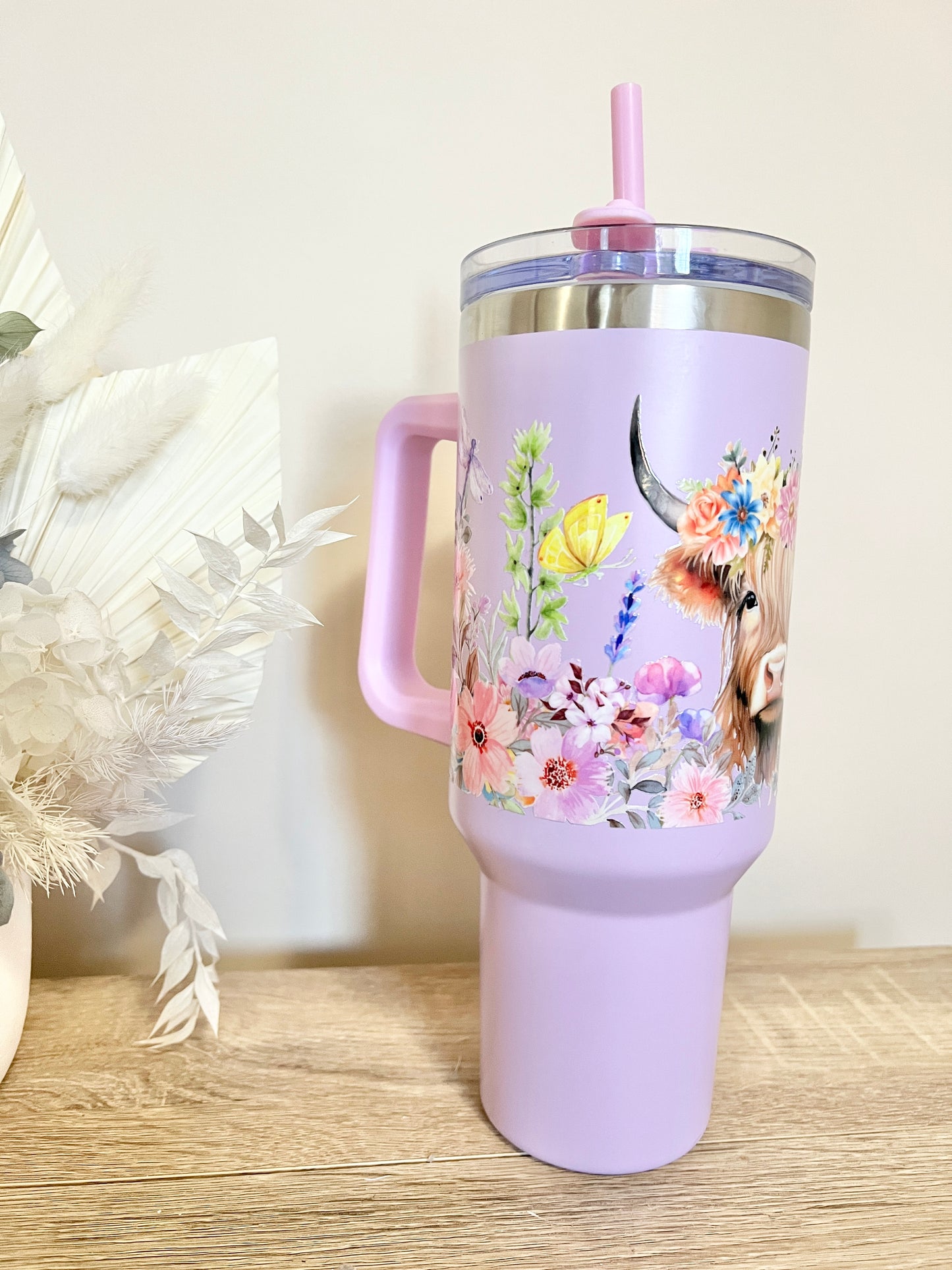 Pink Highland Cow Tumbler 40oz