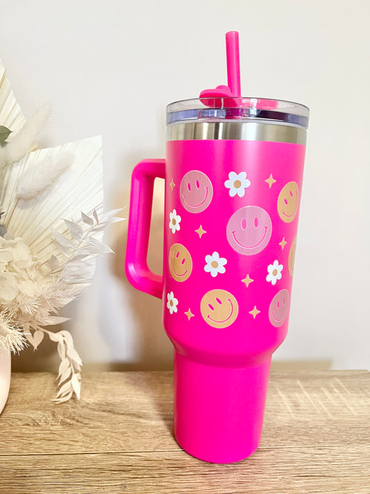 Pink Smiley Tumbler 40oz