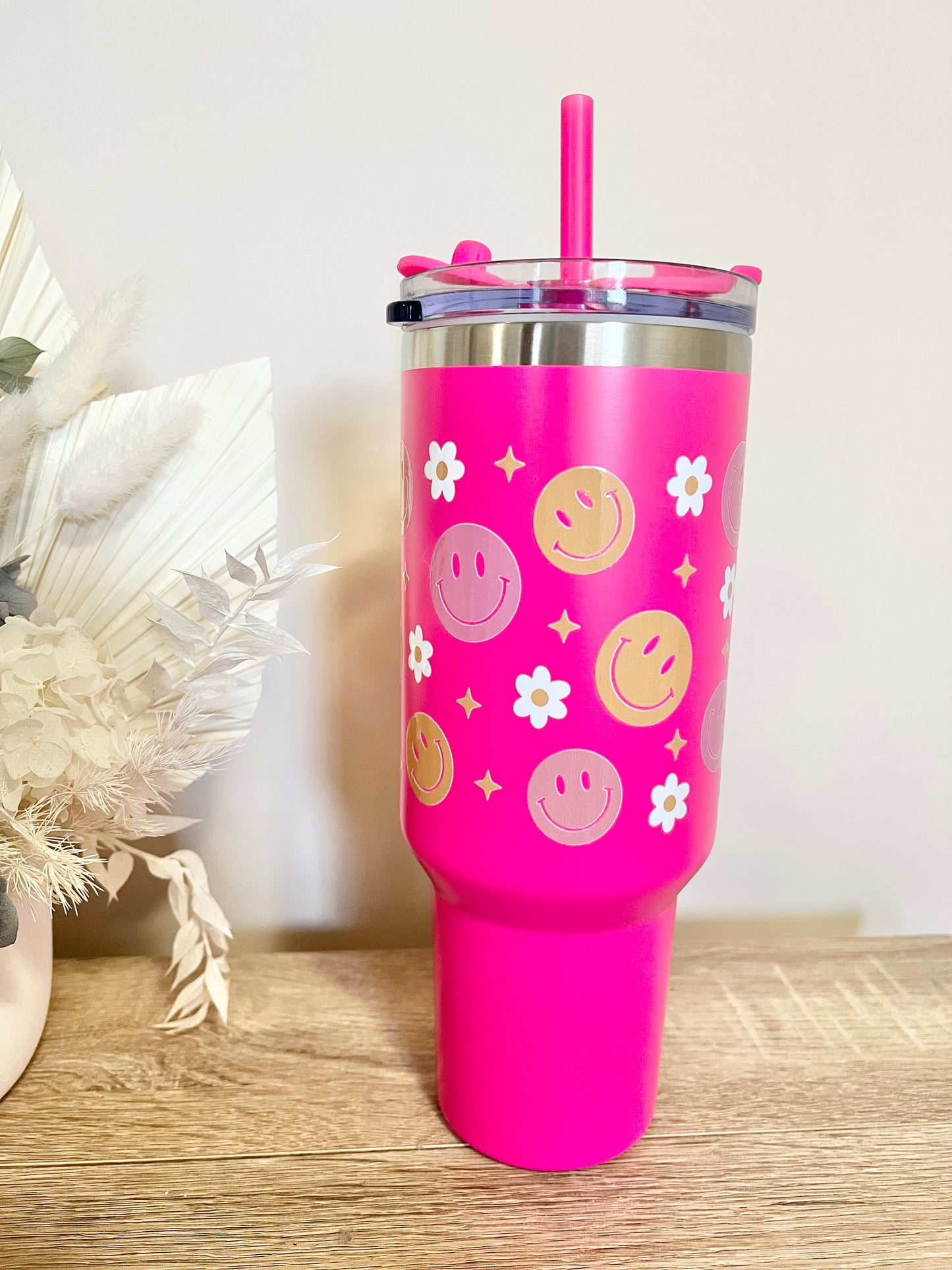 Pink Smiley Tumbler 40oz