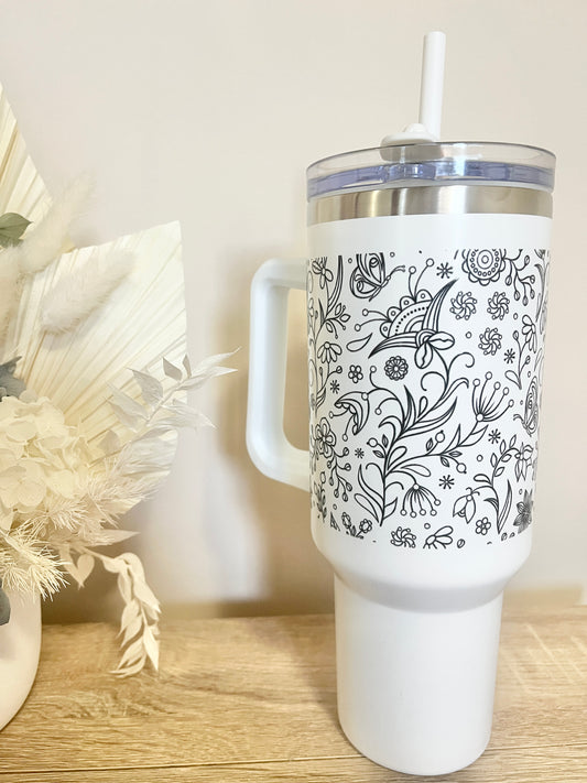 White Fine Line Tumbler 40oz