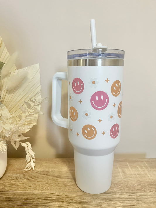 White Smiley Tumbler 40oz