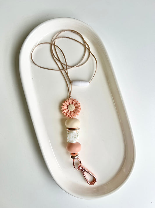 Peach Daisy Hex Lanyard