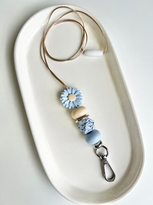 Blue Cotton Daisy Hex Lanyard