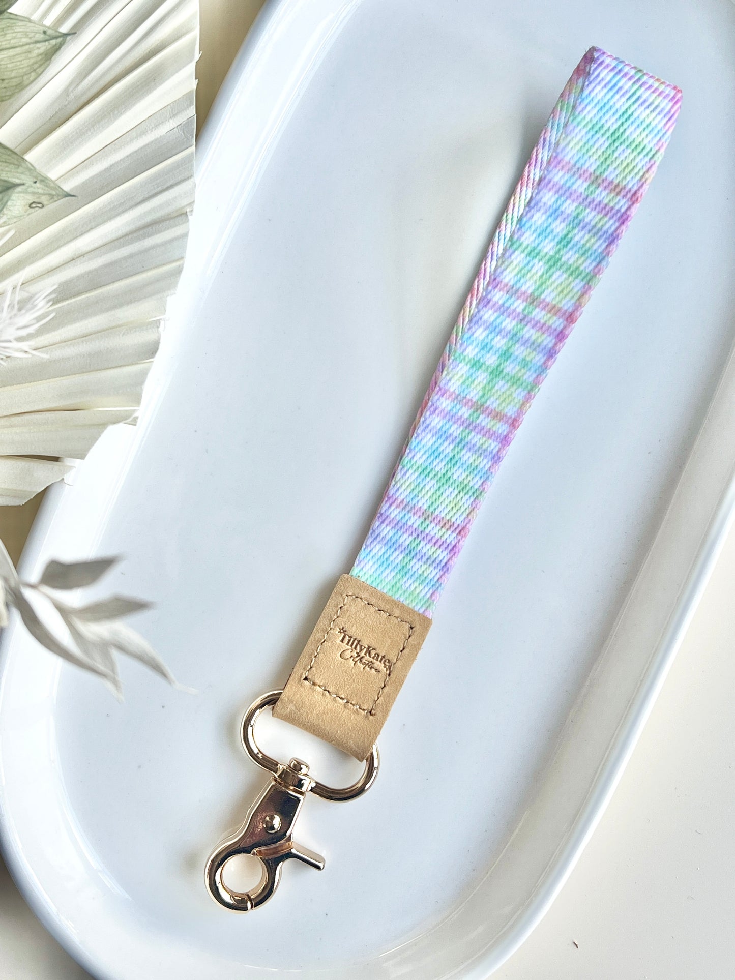 Pastel Plaid Wristlet