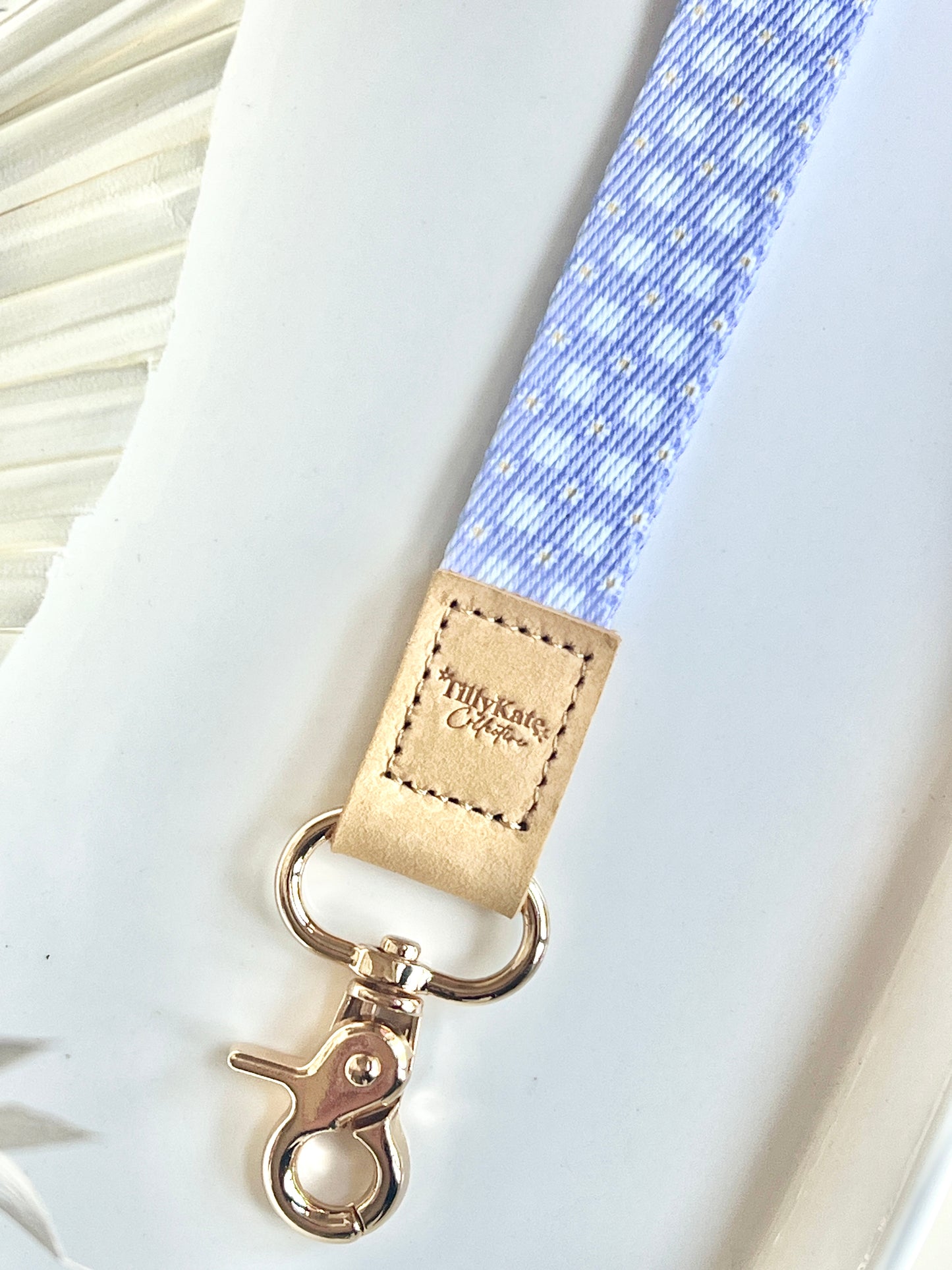 Lilac Daisy Gingham Lanyard