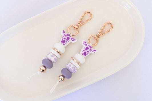 Lilac Cow Keychain