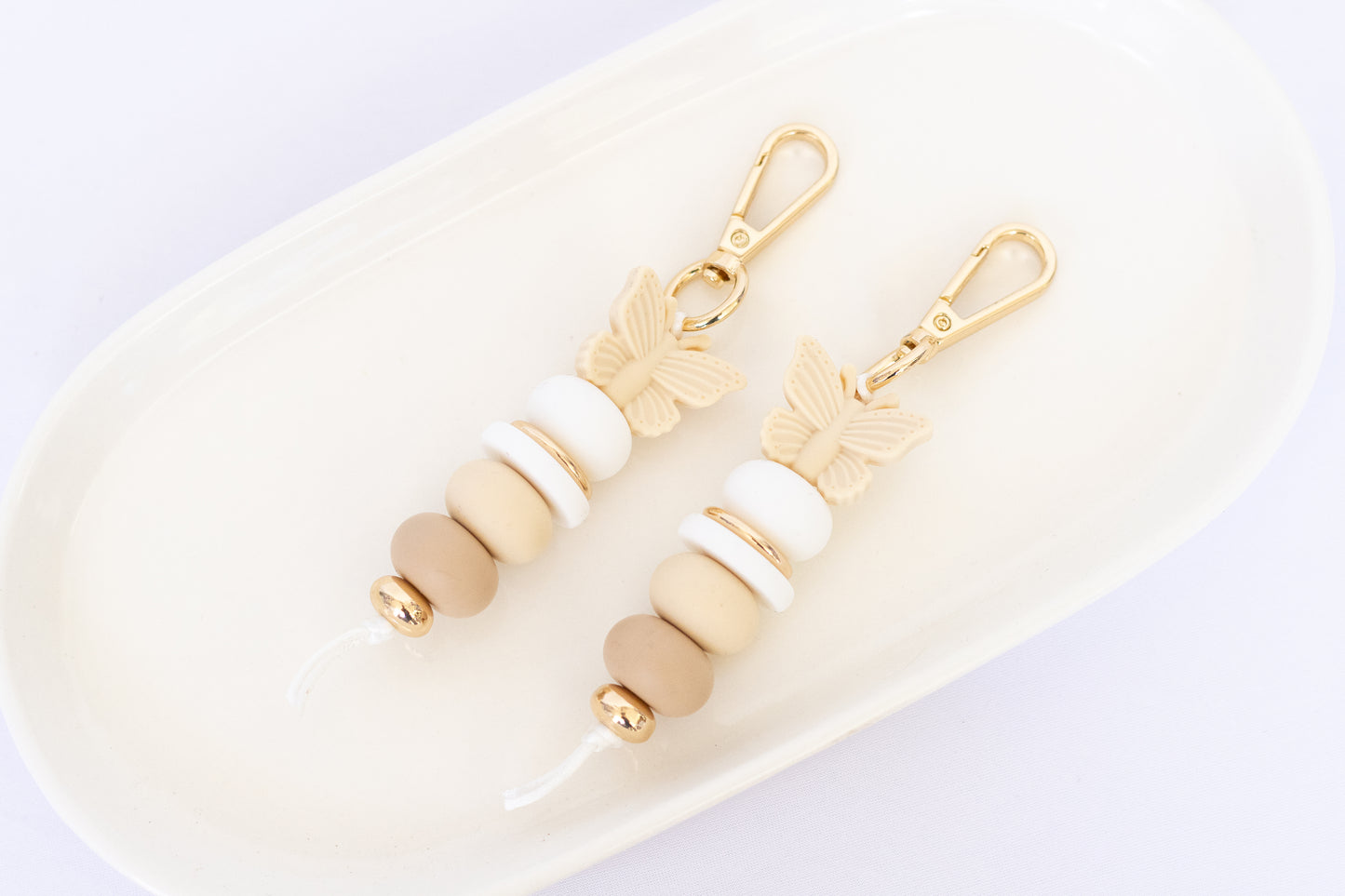 Beige Butterfly Keychain