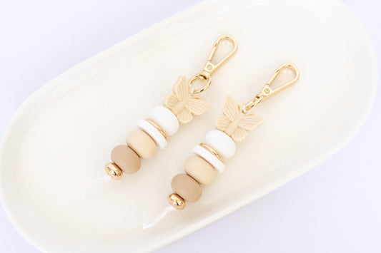 Beige Butterfly Keychain